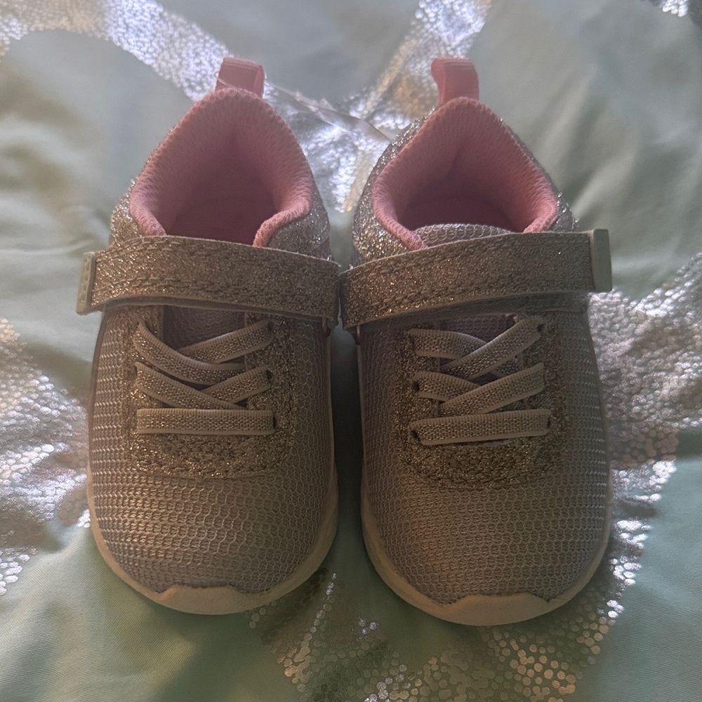 Carter's Glittery Silver and Pink Sneakers